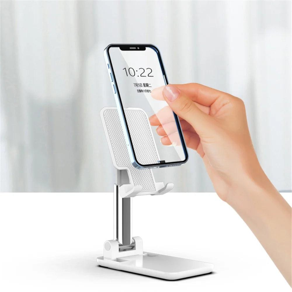 CCT18 Foldable Phone Stand for Desk Height Adjustable ABS Phone Holder Portable Cellphone Cradle - White - 5