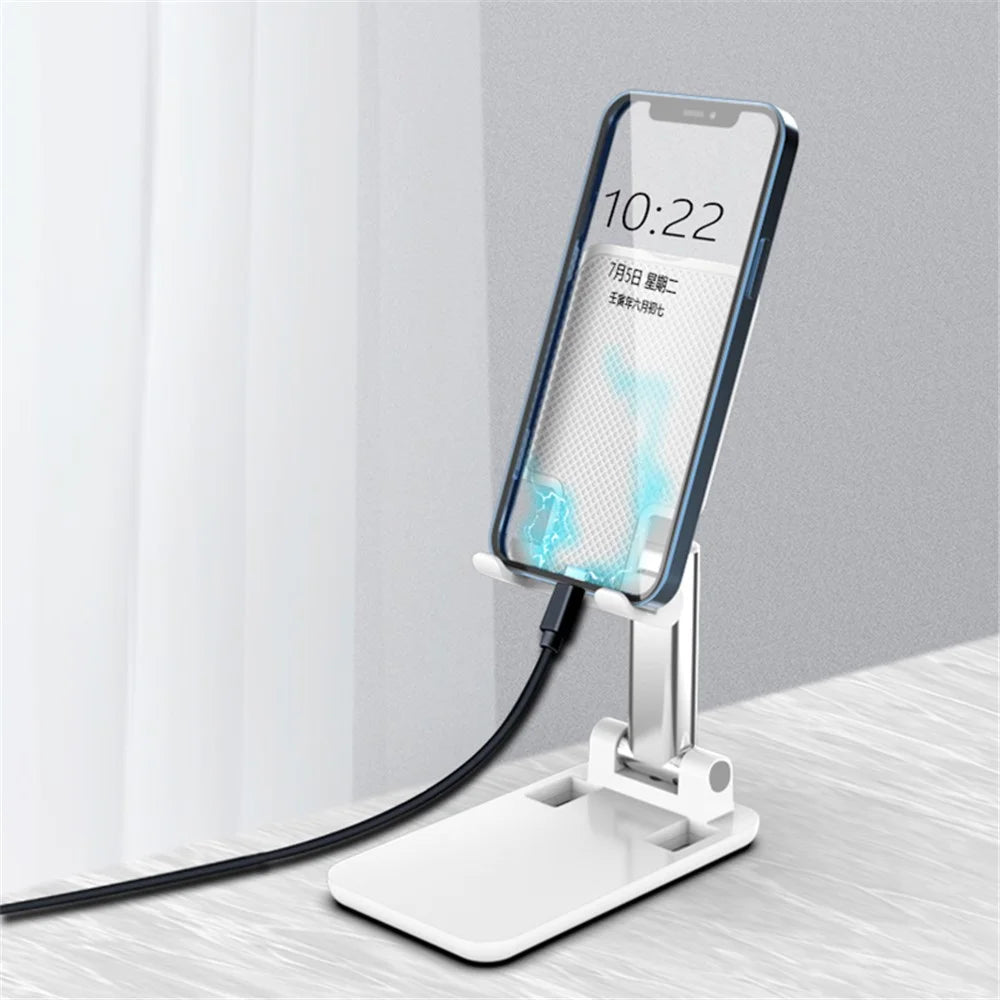 CCT18 Foldable Phone Stand for Desk Height Adjustable ABS Phone Holder Portable Cellphone Cradle - White - 6