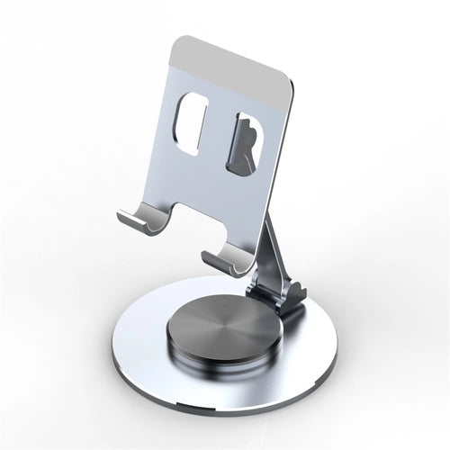 019 Aluminum Alloy Phone Tablet Mount Stand 360 Degree Rotation Desktop Holder for 4.7 - 12 inch Device - Silver - 1