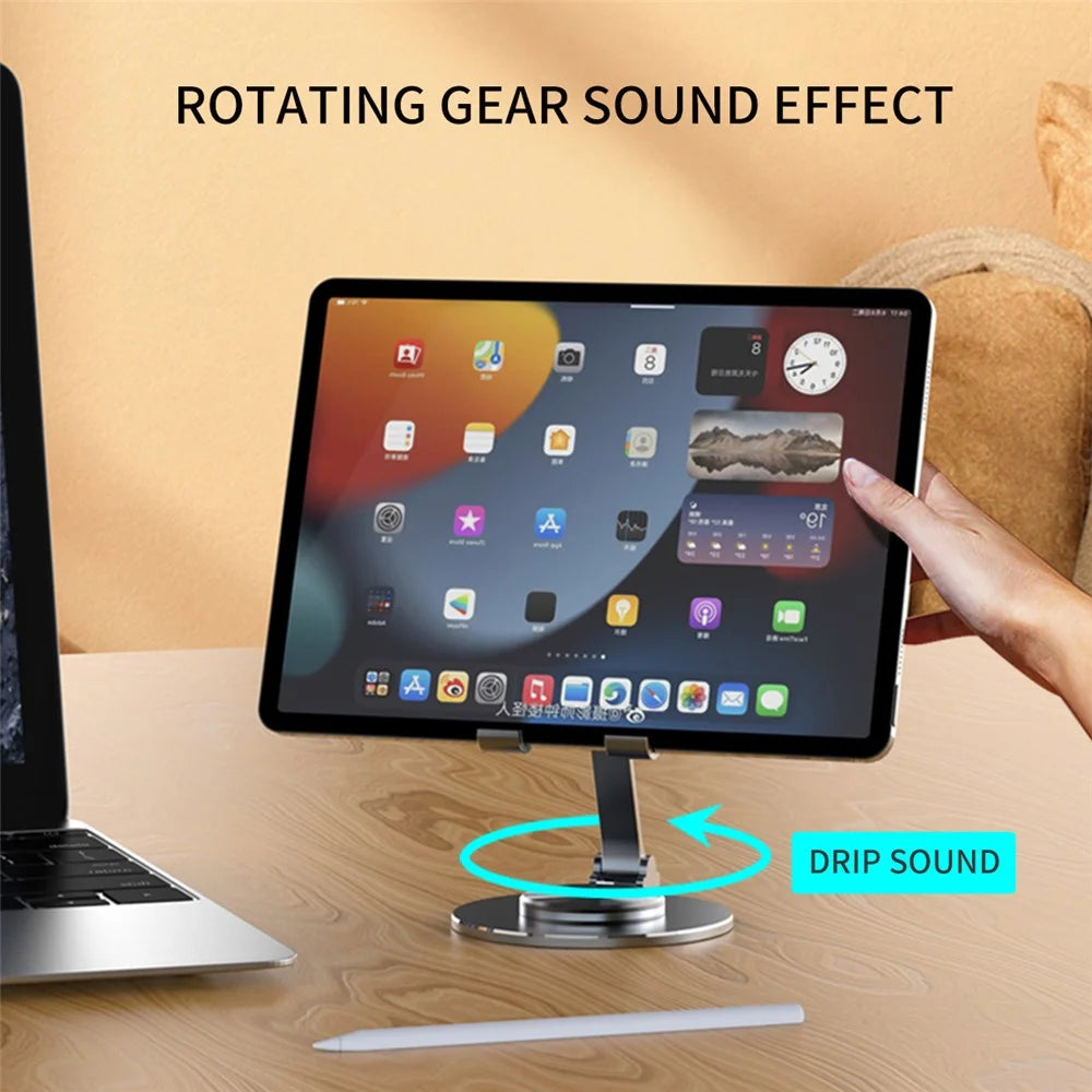019 Aluminum Alloy Phone Tablet Mount Stand 360 Degree Rotation Desktop Holder for 4.7 - 12 inch Device - Silver - 4