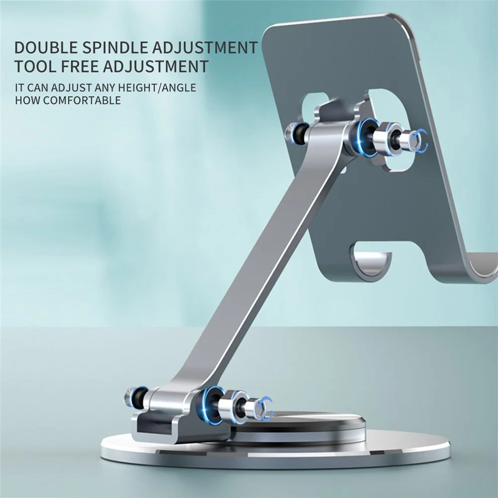 019 Aluminum Alloy Phone Tablet Mount Stand 360 Degree Rotation Desktop Holder for 4.7 - 12 inch Device - Silver - 5