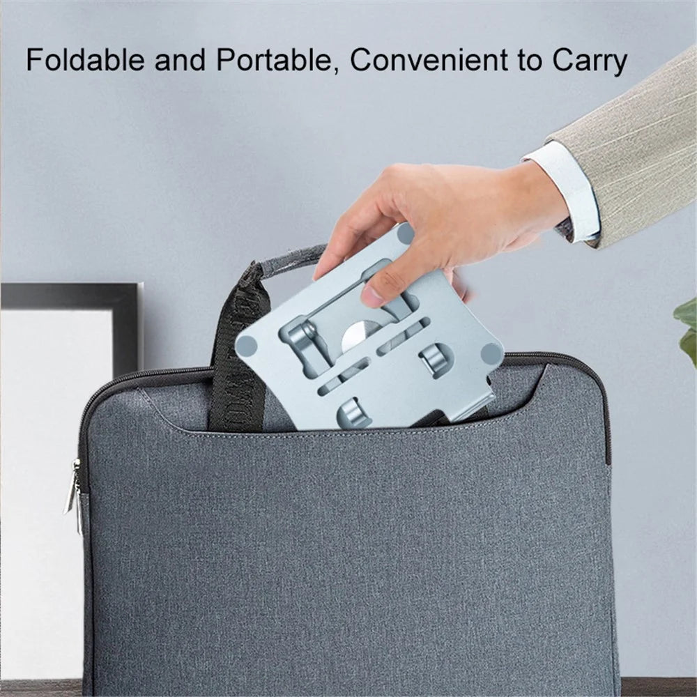 G68 Desktop Foldable Phone Tablet Stand for iPhone 16 / 16 Plus / 16 Pro / 16 Pro Max Aluminum Alloy 360-Degree Rotating Tablet Holder - Silver - 7