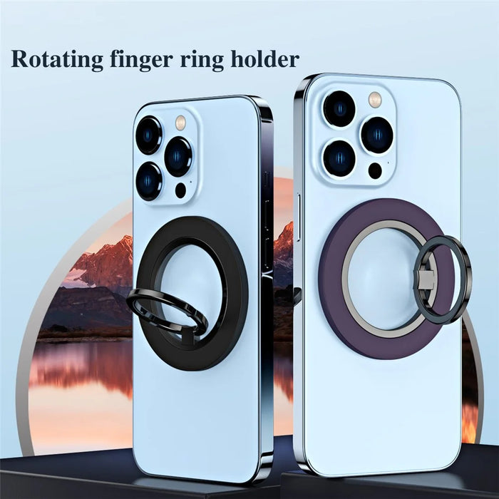 Cell Phone Kickstand 180-Degree Rotating Phone Back Stand Alloy Magnetic Phone Holder - Electroplating / Black - 2