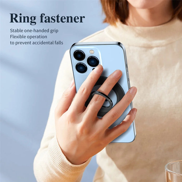 Cell Phone Kickstand 180-Degree Rotating Phone Back Stand Alloy Magnetic Phone Holder - Electroplating / Black - 3