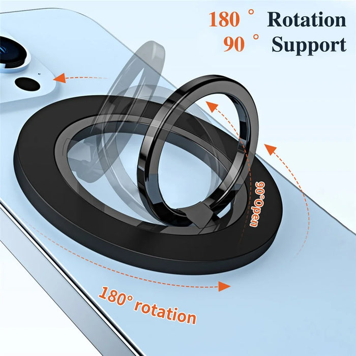 Cell Phone Kickstand 180-Degree Rotating Phone Back Stand Alloy Magnetic Phone Holder - Electroplating / Black - 5
