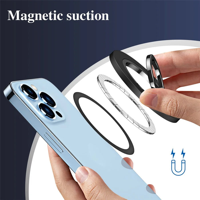 Cell Phone Kickstand 180-Degree Rotating Phone Back Stand Alloy Magnetic Phone Holder - Electroplating / Black - 6
