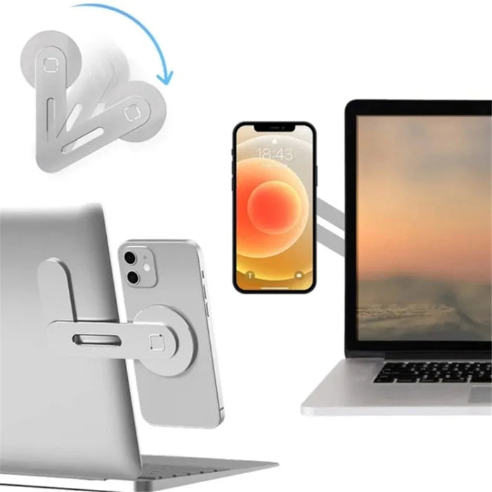 Magnetic Laptop Phone Holder Aluminum Alloy Portable Computer Expansion Bracket - Silver - 2