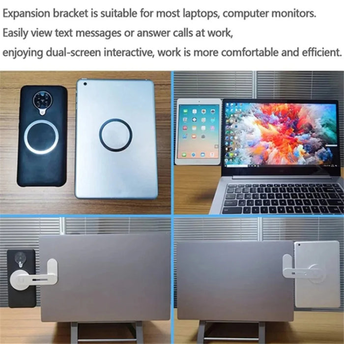 Magnetic Laptop Phone Holder Aluminum Alloy Portable Computer Expansion Bracket - Silver - 4