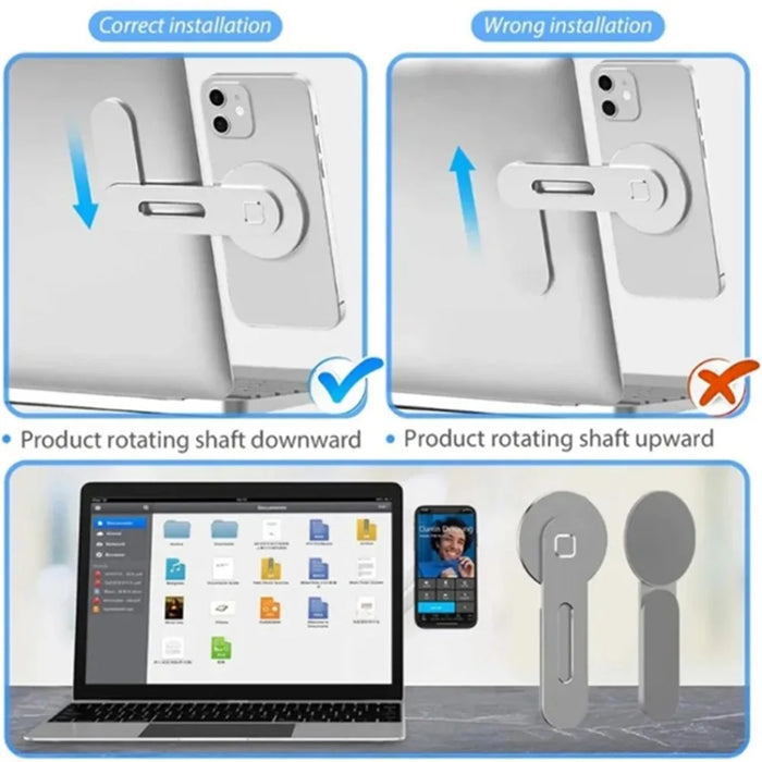 Magnetic Laptop Phone Holder Aluminum Alloy Portable Computer Expansion Bracket - Silver - 5