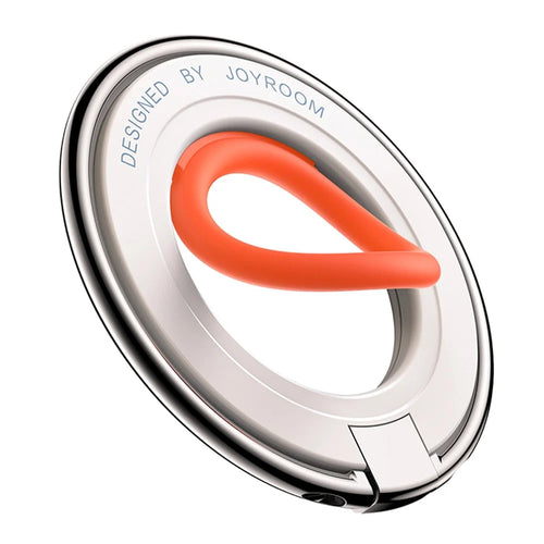 JOYROOM JR-ZS383 Magnetic Kickstand Compatible with Magsafe Grip Phone Holder Finger Ring Stand - White Orange - 1
