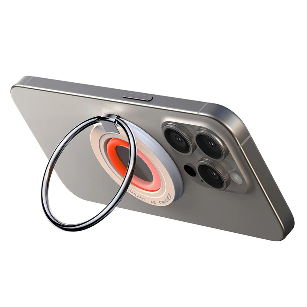JOYROOM JR-ZS383 Magnetic Kickstand Compatible with Magsafe Grip Phone Holder Finger Ring Stand - White Orange - 2