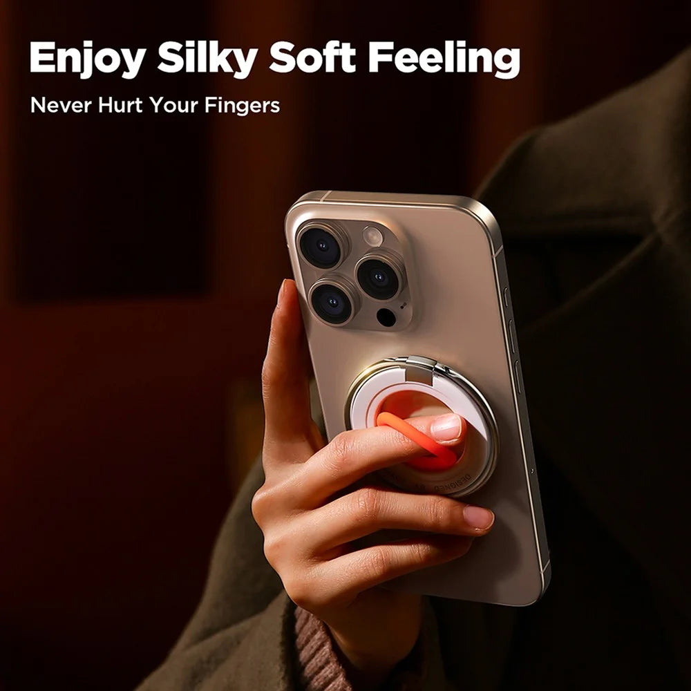 JOYROOM JR-ZS383 Magnetic Kickstand Compatible with Magsafe Grip Phone Holder Finger Ring Stand - White Orange - 6