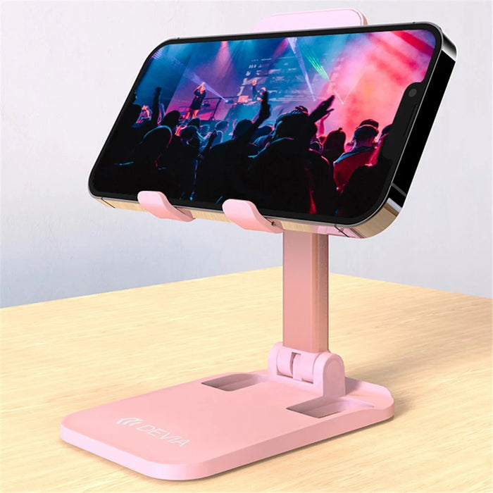 DEVIA Phone Stand Adjustable Foldable Desktop Phone Holder Tablets Cradle Dock for iPhone 16 / 16 Plus / 16 Pro / 16 Pro Max - White - 4