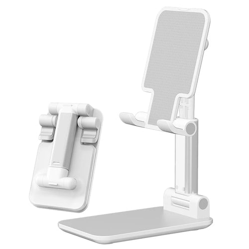 DEVIA ES054 Foldable Phone Stand Height Adjustable Cell Phone Holder Desktop Dock for iPhone 16 / 16 Plus / 16 Pro / 16 Pro Max - White - 1