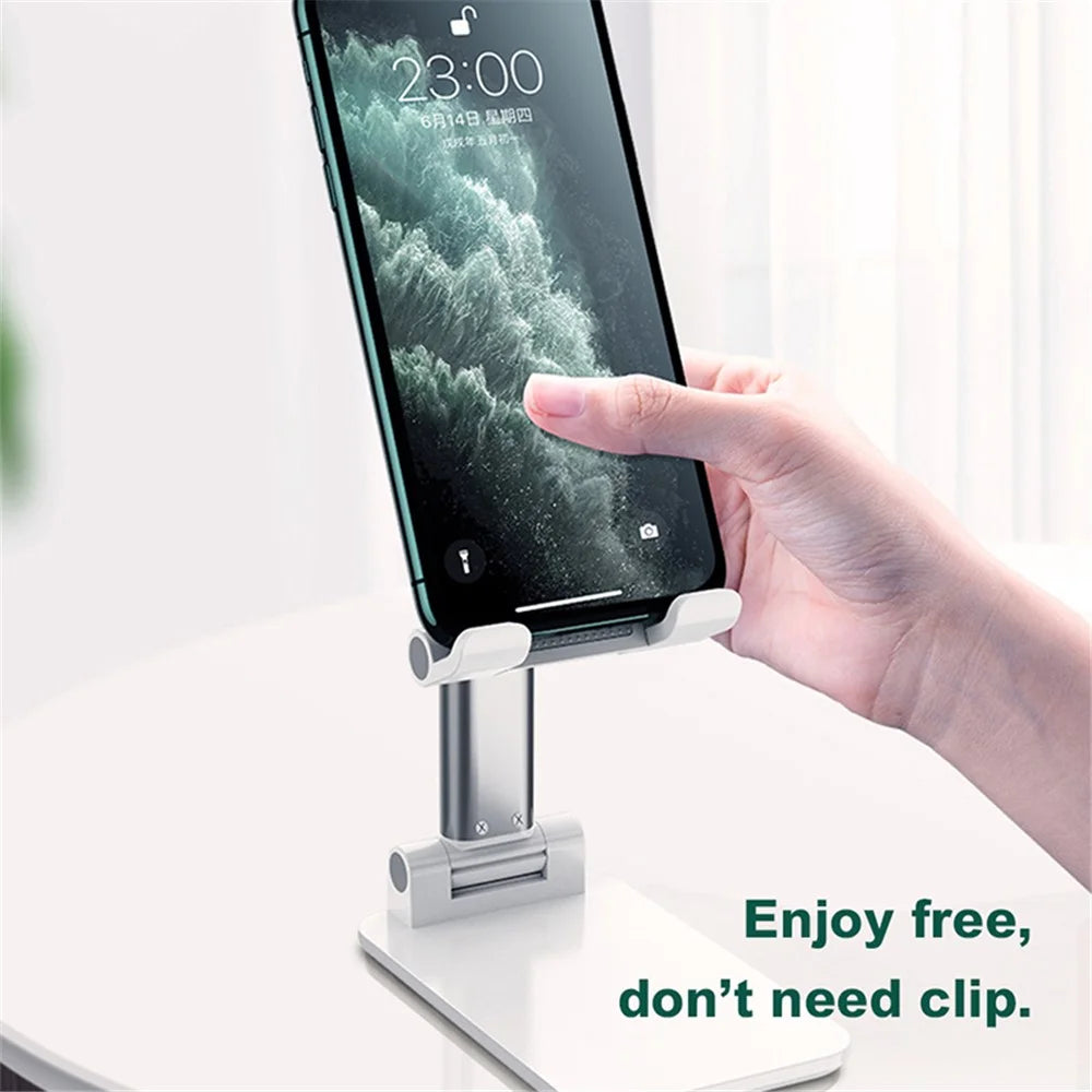 DEVIA ES054 Foldable Phone Stand Height Adjustable Cell Phone Holder Desktop Dock for iPhone 16 / 16 Plus / 16 Pro / 16 Pro Max - White - 5
