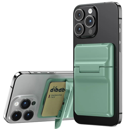 For iPhone 12-15 Series Magnetic Card Holder with Kickstand Compatible with MagSafe - Light Green - 1