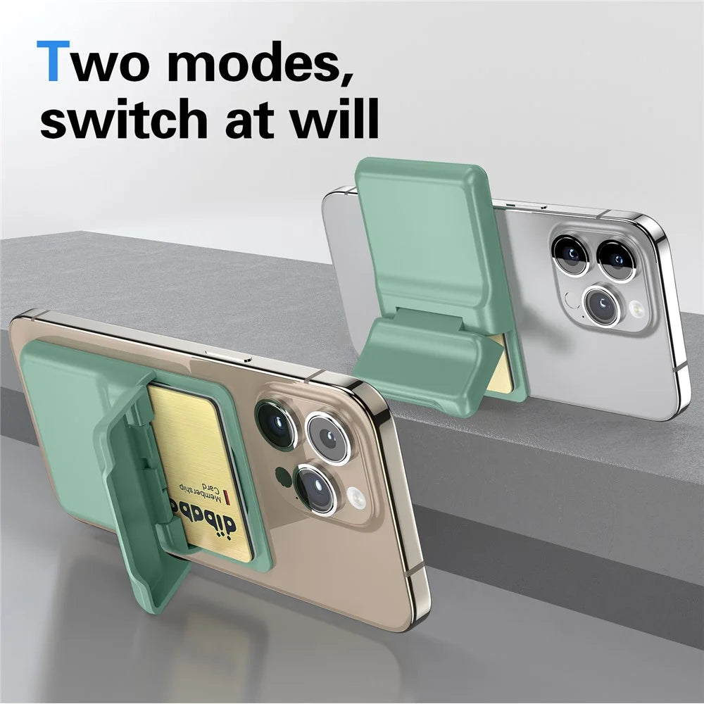 For iPhone 12-15 Series Magnetic Card Holder with Kickstand Compatible with MagSafe - Light Green - 4
