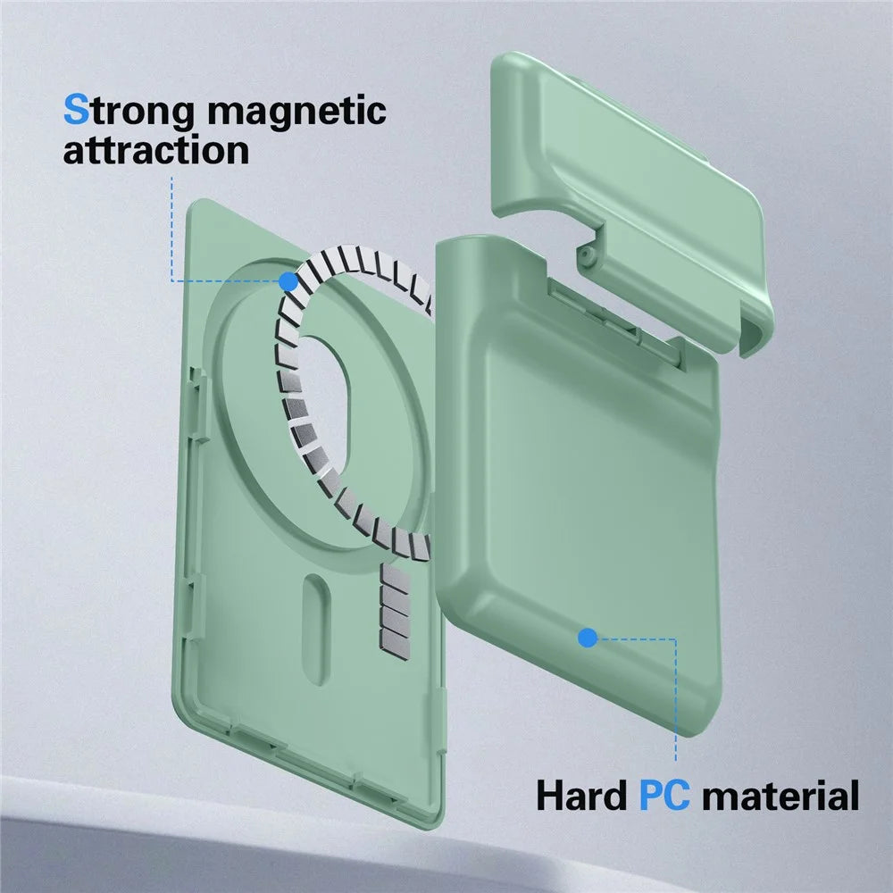For iPhone 12-15 Series Magnetic Card Holder with Kickstand Compatible with MagSafe - Light Green - 6