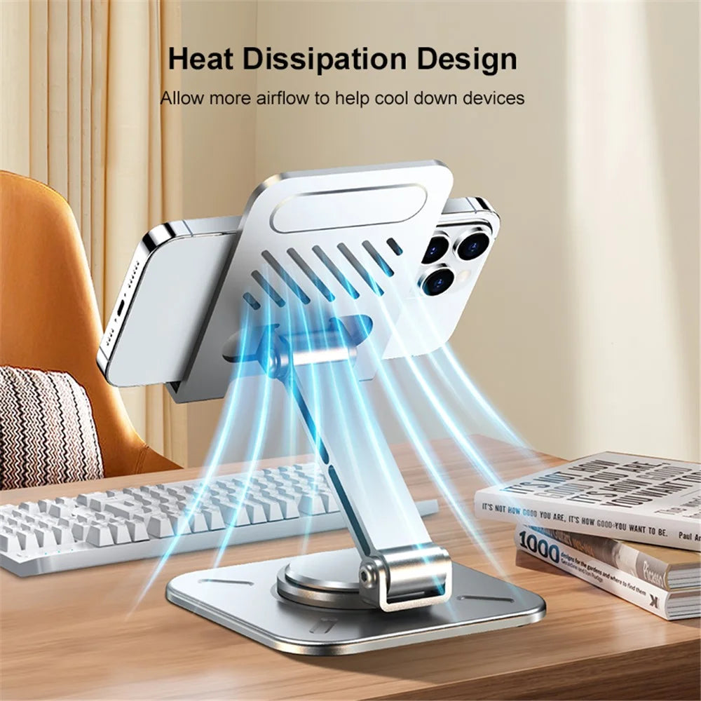 XUNDD XDHO-027 Phone Holder Rotation Foldable Desktop Tablet Stand for iPhone 16 / 16 Plus / 16 Pro / 16 Pro Max - Silver - 3