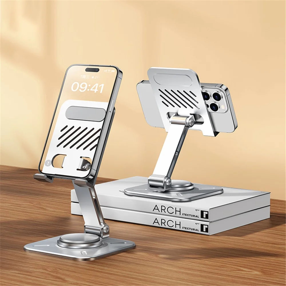 XUNDD XDHO-027 Phone Holder Rotation Foldable Desktop Tablet Stand for iPhone 16 / 16 Plus / 16 Pro / 16 Pro Max - Silver - 5