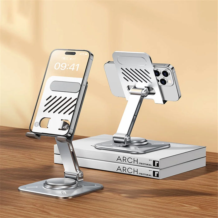 XUNDD XDHO-027 Phone Holder Rotation Foldable Desktop Tablet Stand for iPhone 16 / 16 Plus / 16 Pro / 16 Pro Max - Silver - 5