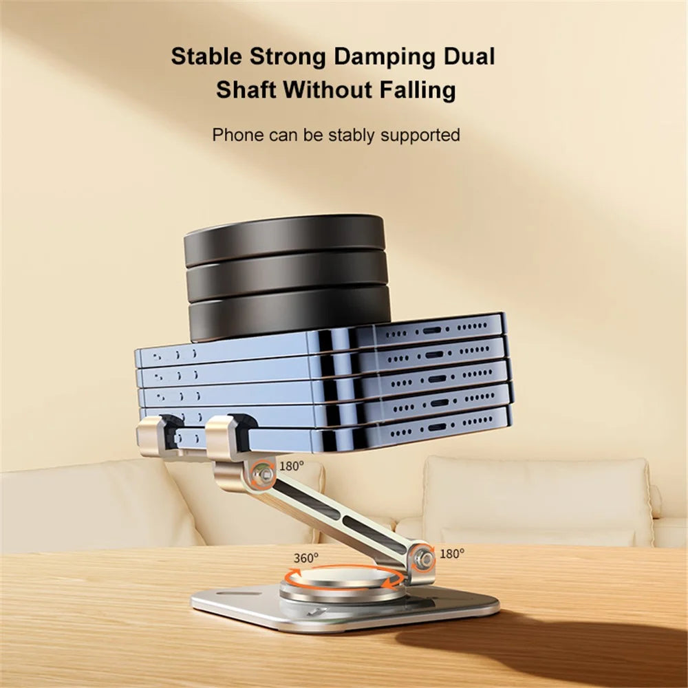 XUNDD XDHO-027 Phone Holder Rotation Foldable Desktop Tablet Stand for iPhone 16 / 16 Plus / 16 Pro / 16 Pro Max - Silver - 6