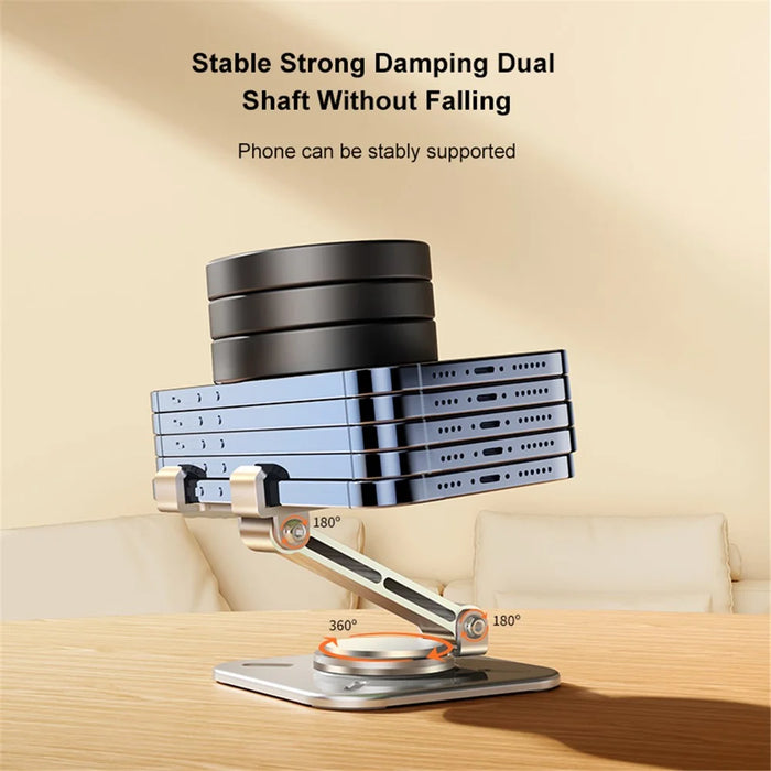 XUNDD XDHO-027 Phone Holder Rotation Foldable Desktop Tablet Stand for iPhone 16 / 16 Plus / 16 Pro / 16 Pro Max - Silver - 6