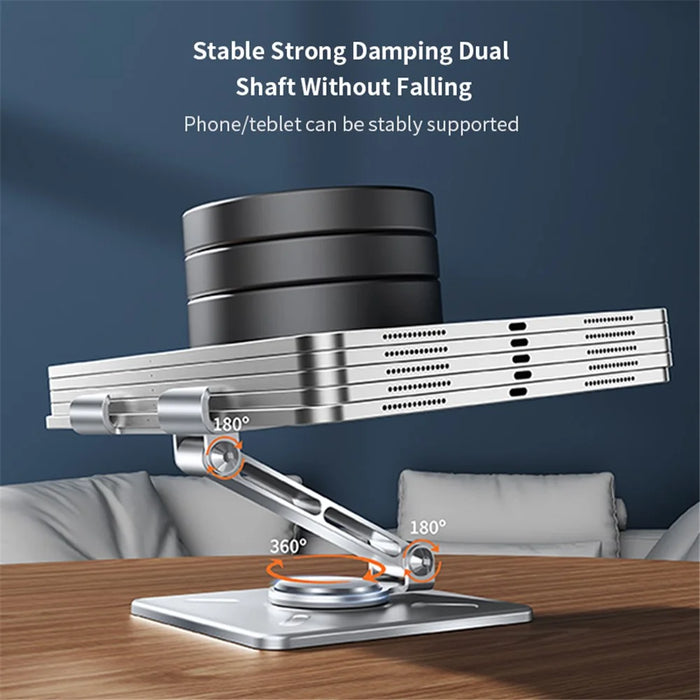 XUNDD XDHO-027 Rotation Foldable Desktop Holder Tablet Stand for iPhone 16 / 16 Plus / 16 Pro / 16 Pro Max - Silver - 6