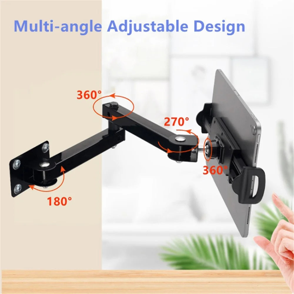 Wall-Mounted Extendable Tablet Smartphone Holder with Long Arm for iPhone 16 / 16 Plus / 16 Pro / 16 Pro Max 4-13 Inch Devices - 3