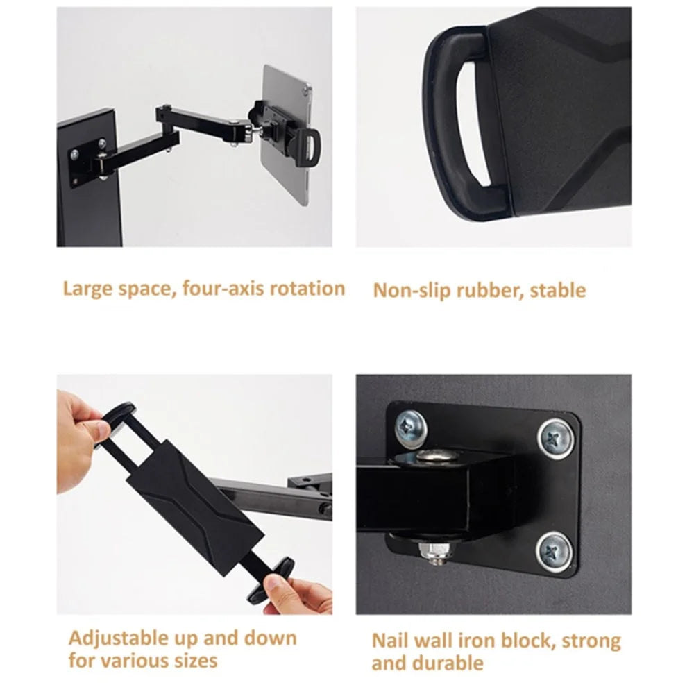 Wall-Mounted Extendable Tablet Smartphone Holder with Long Arm for iPhone 16 / 16 Plus / 16 Pro / 16 Pro Max 4-13 Inch Devices - 5