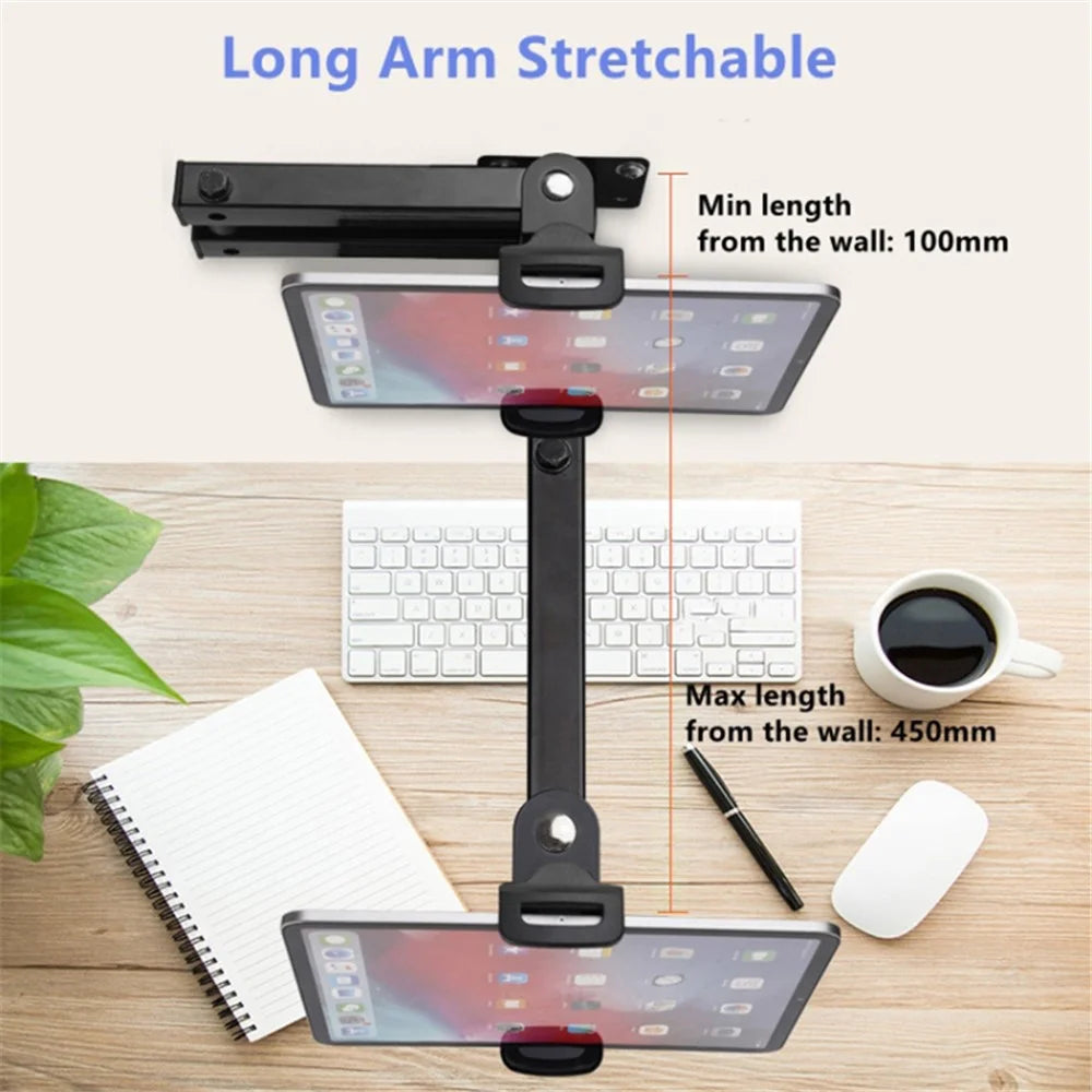 Wall-Mounted Extendable Tablet Smartphone Holder with Long Arm for iPhone 16 / 16 Plus / 16 Pro / 16 Pro Max 4-13 Inch Devices - 6