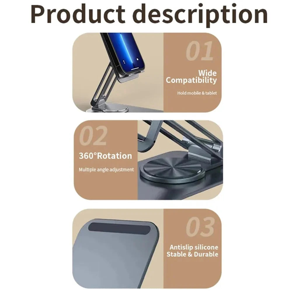 JMARY MK-60 Portable Desktop Folding Tablet Holder Anti-Slip Mobile Phone Stand for iPhone 16 / 16 Plus / 16 Pro / 16 Pro Max - 3