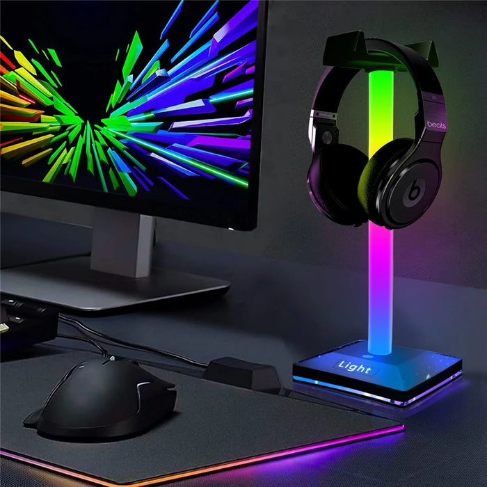 RGB Headphone Stand Touch Control Gaming Headset Holder Desktop Hanger - 3