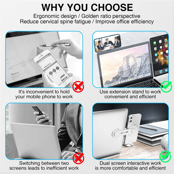 AHASTYLE WG26-5 Aluminum Alloy Magnetic Portable Adjustable Phone Stand / iPhone 16 / 16 Plus / 16 Pro / 16 Pro Max - Silver - 3