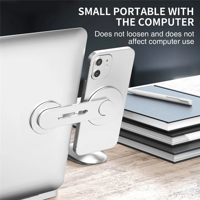 AHASTYLE WG26-5 Aluminum Alloy Magnetic Portable Adjustable Phone Stand / iPhone 16 / 16 Plus / 16 Pro / 16 Pro Max - Silver - 4