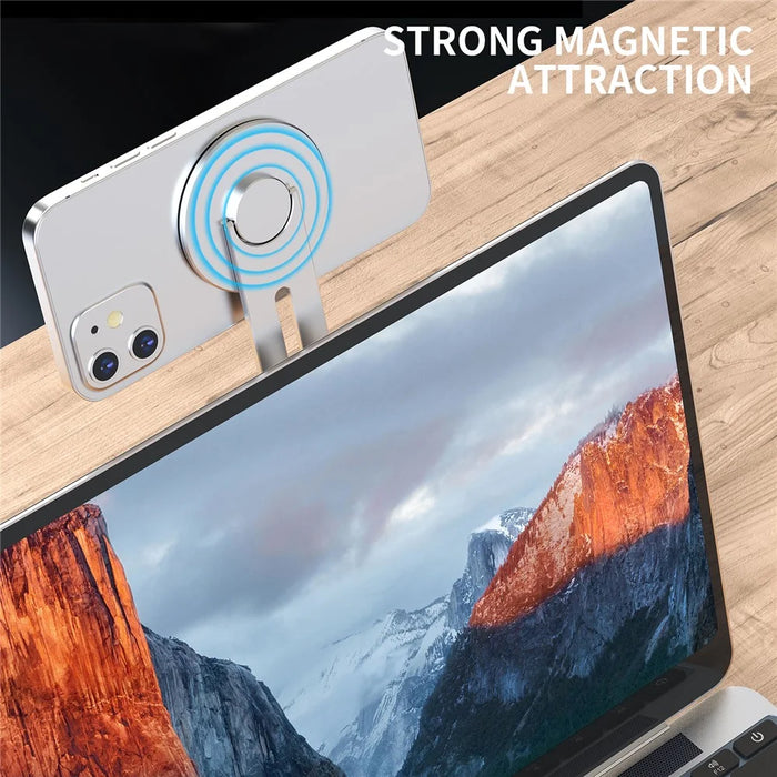 AHASTYLE WG26-5 Aluminum Alloy Magnetic Portable Adjustable Phone Stand / iPhone 16 / 16 Plus / 16 Pro / 16 Pro Max - Silver - 6