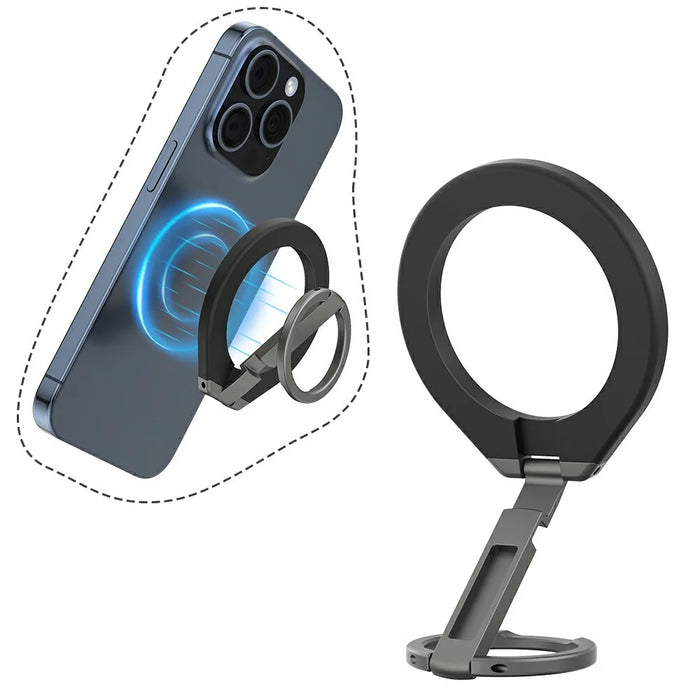 T5 Single-Sided Magnetic Desktop Phone Holder Metal Free Rotation Foldable Cellphone Stand for iPhone 16 / 16 Plus / 16 Pro / 16 Pro Max - 2