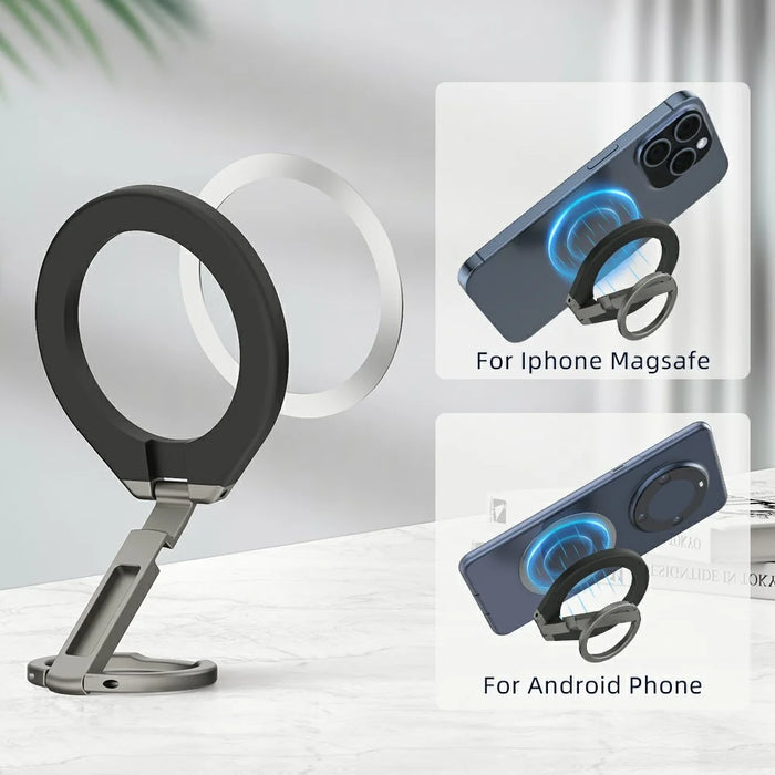 T5 Single-Sided Magnetic Desktop Phone Holder Metal Free Rotation Foldable Cellphone Stand for iPhone 16 / 16 Plus / 16 Pro / 16 Pro Max - 5
