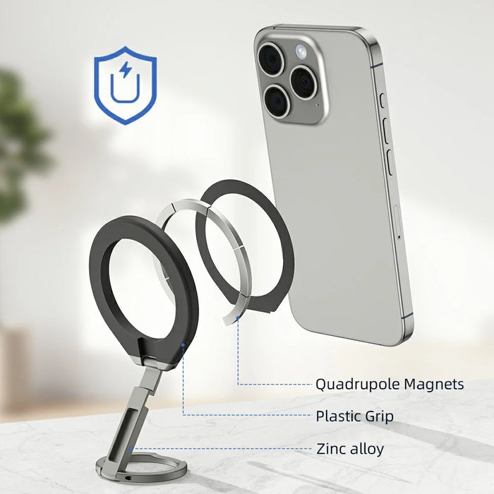 T5 Single-Sided Magnetic Desktop Phone Holder Metal Free Rotation Foldable Cellphone Stand for iPhone 16 / 16 Plus / 16 Pro / 16 Pro Max - 7