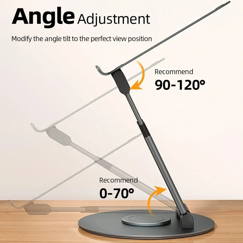 AS018-XS Tablet Stand Adjustable Tablet Holder 360 Degree Rotating Desk Stand for 10-17 inch Device - Grey - 5