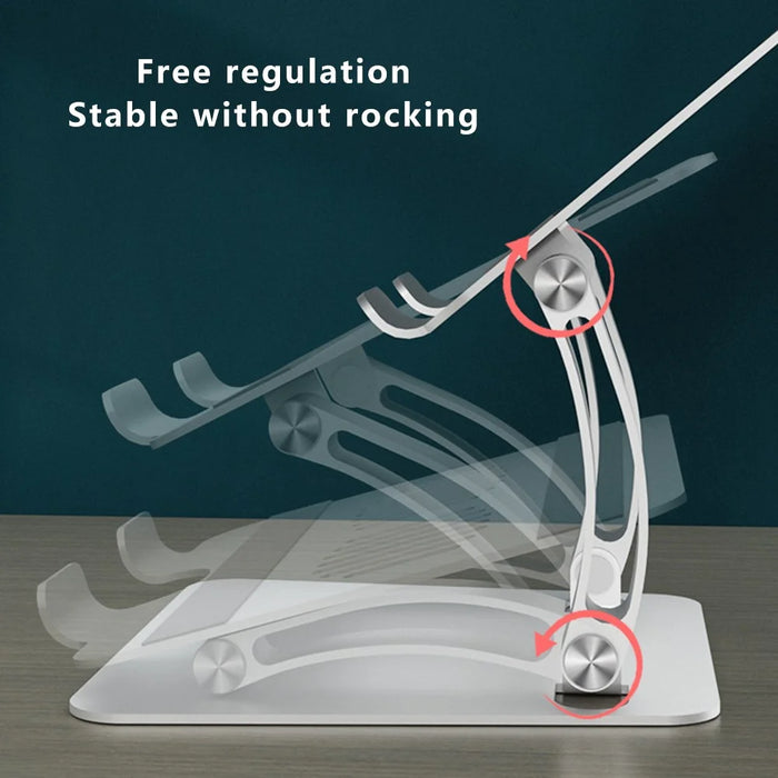 AS010-BMW Desktop Laptop Stand Holder Aluminum Alloy Notebook Computer Riser - Silver - 6