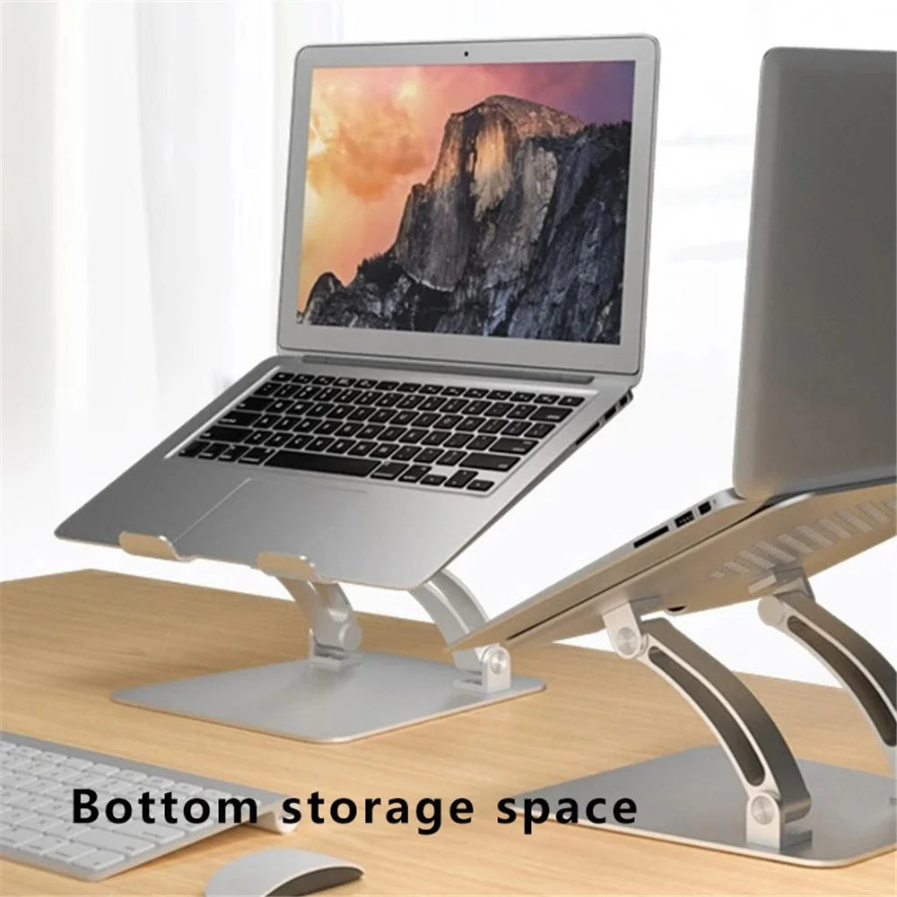 AS010 Adjustable Aluminum Alloy Laptop Riser Desktop Stand Holder for Notebook Computer - Grey - 3