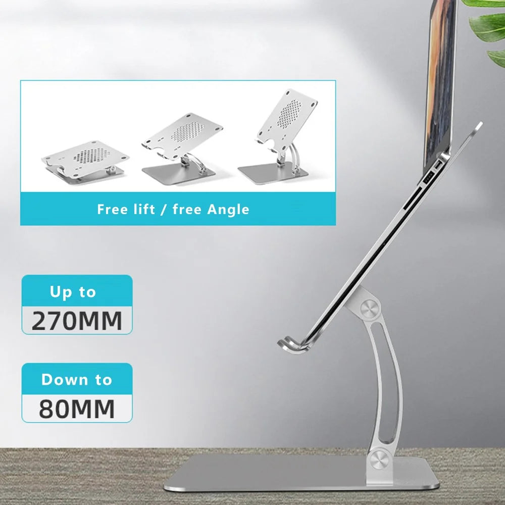 AS010 Adjustable Aluminum Alloy Laptop Riser Desktop Stand Holder for Notebook Computer - Grey - 4