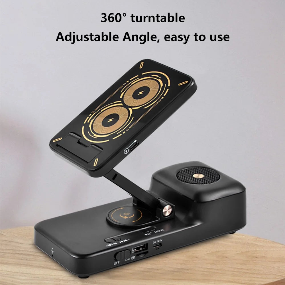 F21 Wireless Charger 15W Charging Station with Bluetooth-compatible Speaker Breathable Phone Holder - 4