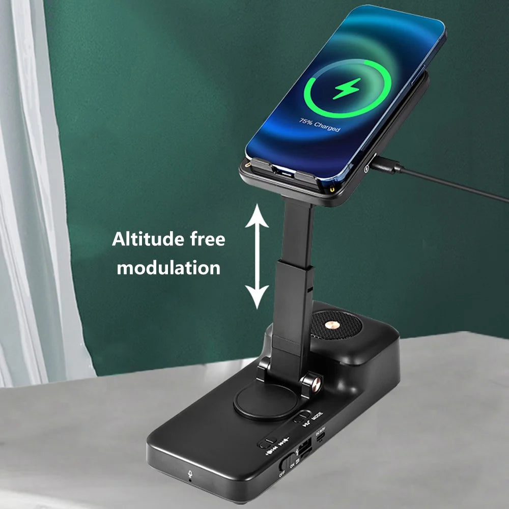 F21 Wireless Charger 15W Charging Station with Bluetooth-compatible Speaker Breathable Phone Holder - 6