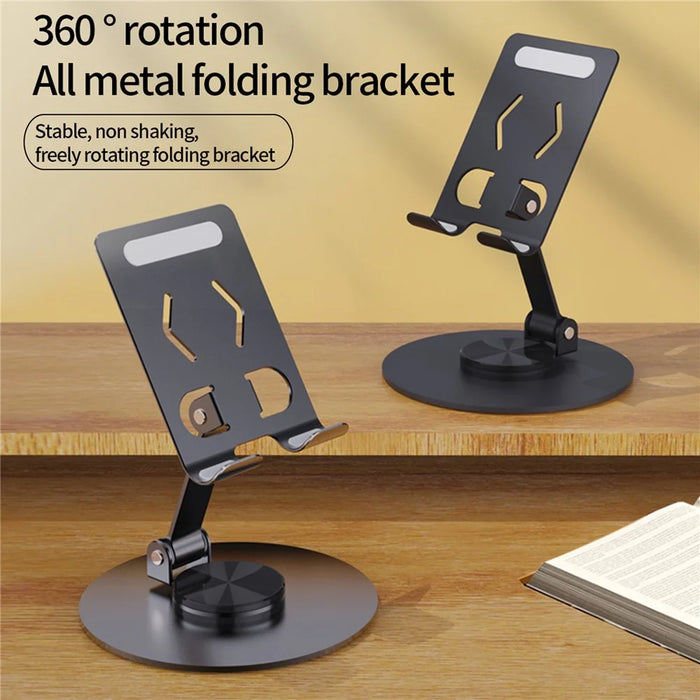 YY-027 Desktop Phone Bracket Stand 360° Rotation Foldable Desktop Holder Tablet Stand - Grey - 2