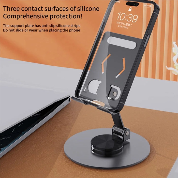 YY-027 Desktop Phone Bracket Stand 360° Rotation Foldable Desktop Holder Tablet Stand - Grey - 4