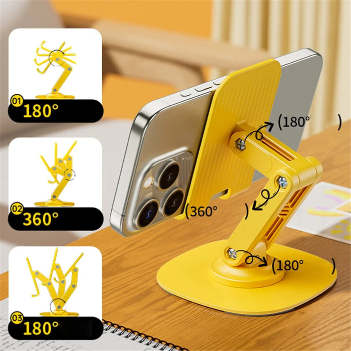 WEKOME Life Series WA-SL03 Foldable Phone Stand ABS+Silicone Rotatable Desktop Cradle Dock - Yellow - 4
