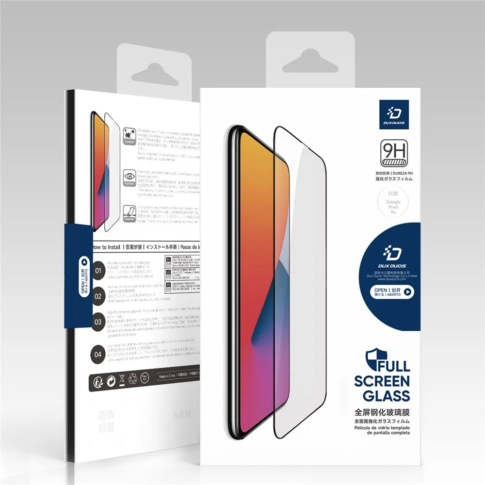 DUX DUCIS For Google Pixel 9a Glass Film   Full Screen Protector 2.5D Flat Screen Medium Alumina Glass HD Clear Film - Black - 7