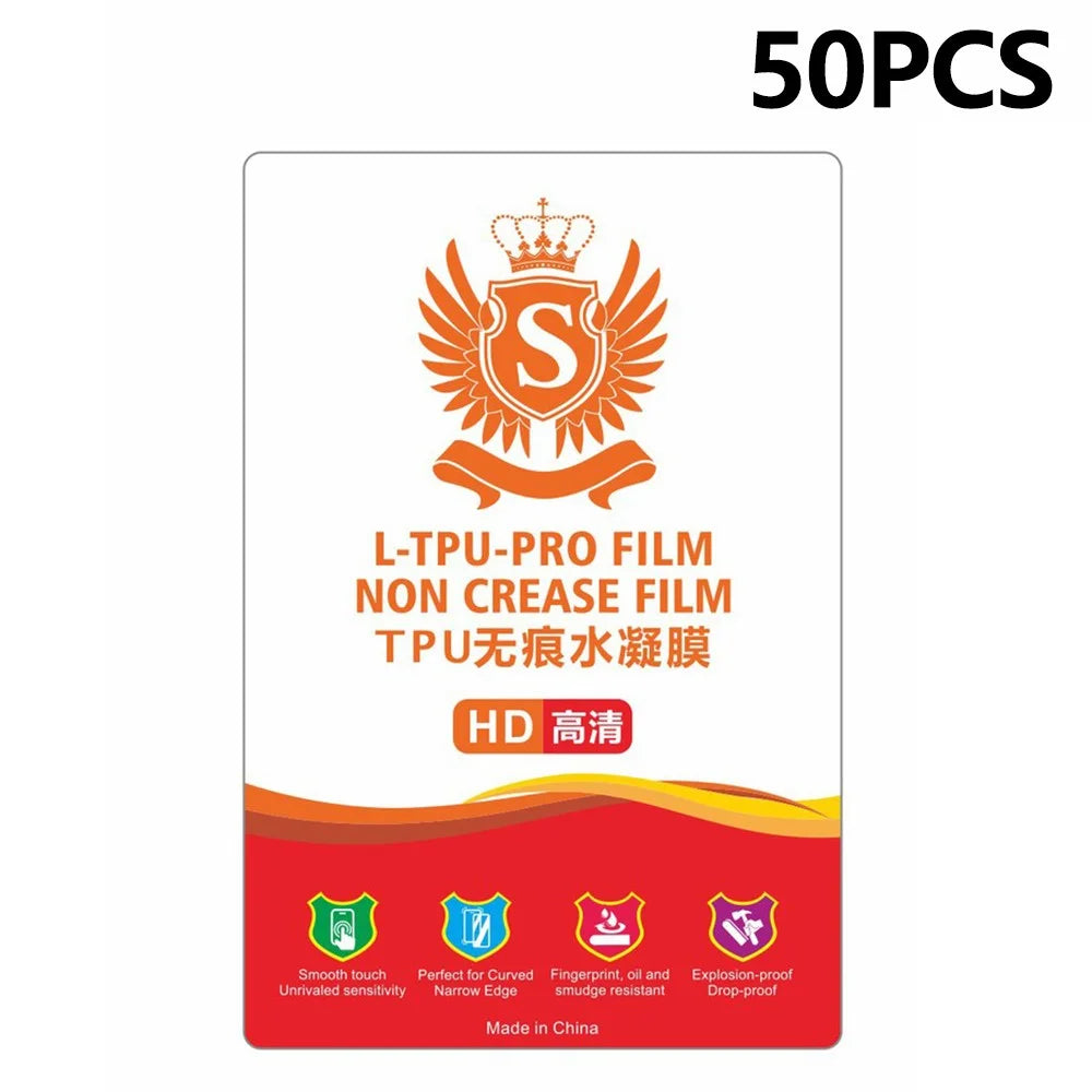 L-TPU-PRO 50 Pcs Screen Protector 4-Layer TPU Self Healing Hydrogel Film For Curved Screens - HD - 1